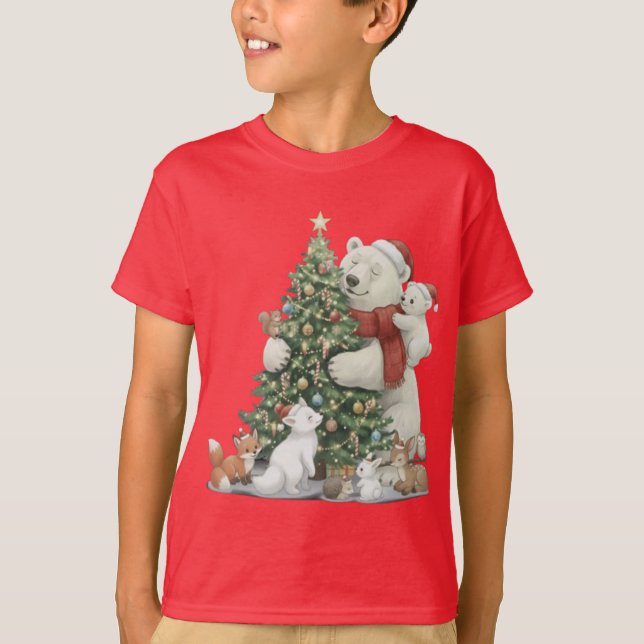 Cute Christmas Polar Bear & Friends T-Shirt (Vorderseite)