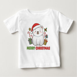 Cute Christmas Polar Bear Illustration Baby T-shirt