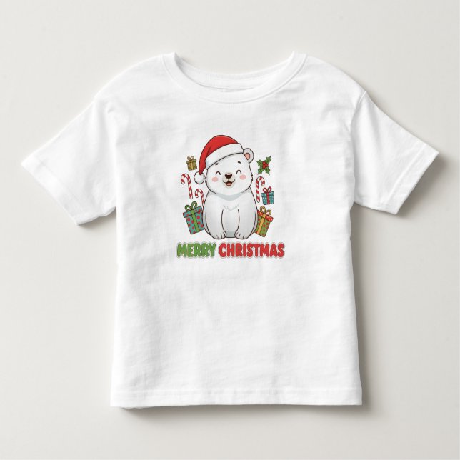 Cute Christmas Polar Bear Illustration Kleinkind T-shirt (Vorderseite)