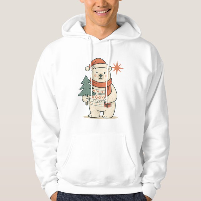 Cute Christmas Polar Bear Scandinavian Winter Cozy Hoodie (Vorderseite)