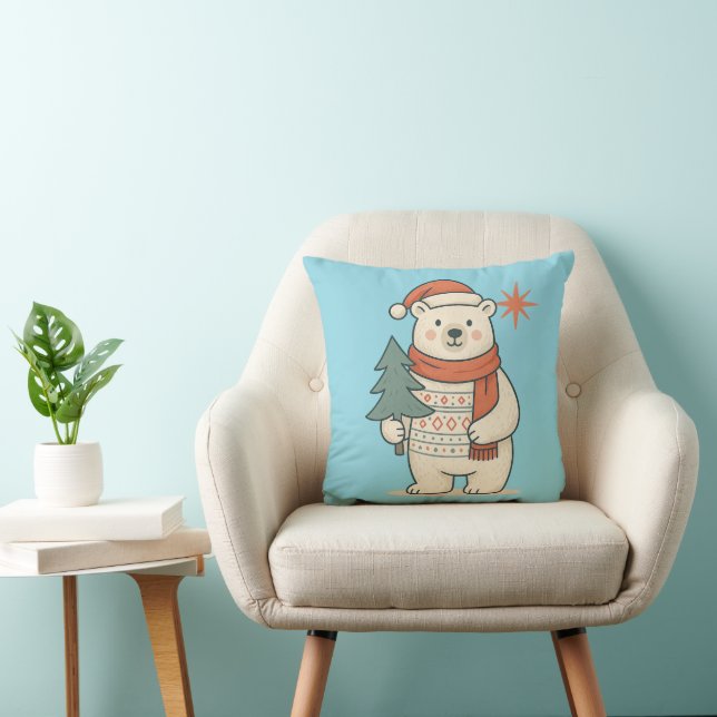Cute Christmas Polar Bear Scandinavian Winter  Kissen (Stuhl )