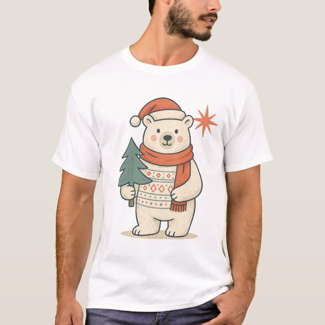 Cute Christmas Polar Bear T-Shirt | Scandinavian  (Vorderseite)