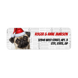 Cute Christmas Pug Dog Return Address