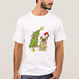 Cute Christmas Pug Wrapped in Holiday Lights T-Shirt