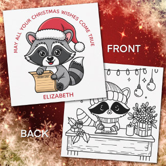 Cute Christmas Raccoon for Kids | Color Me Back Feiertagskarte
