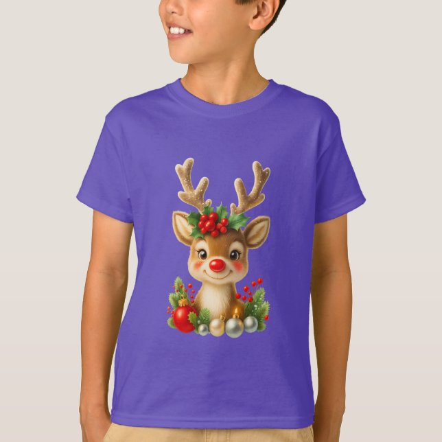 Cute Christmas Reindeer 3D Illustration | Holiday  T-Shirt (Vorderseite)