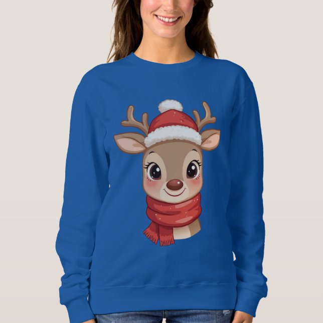 Cute Christmas Reindeer Cartoon  Sweatshirt (Vorderseite)