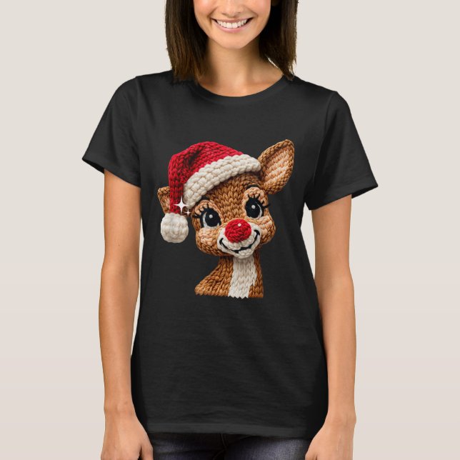 Cute Christmas Reindeer Crocheting Funny Gift Men, T-Shirt (Vorderseite)