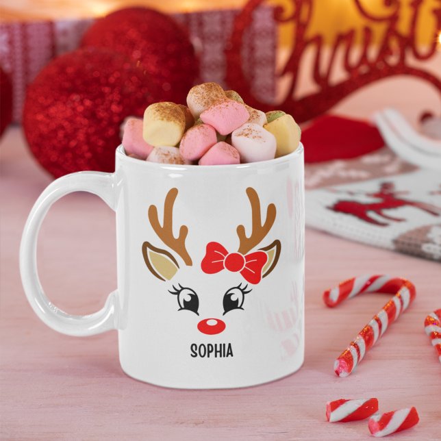 Cute Christmas reindeer face for her Kaffeetasse (Von Creator hochgeladen)