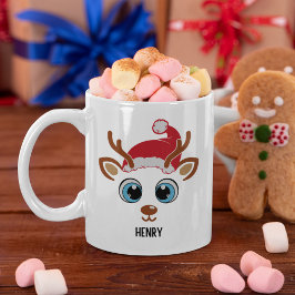 Cute Christmas reindeer face Kaffeetasse