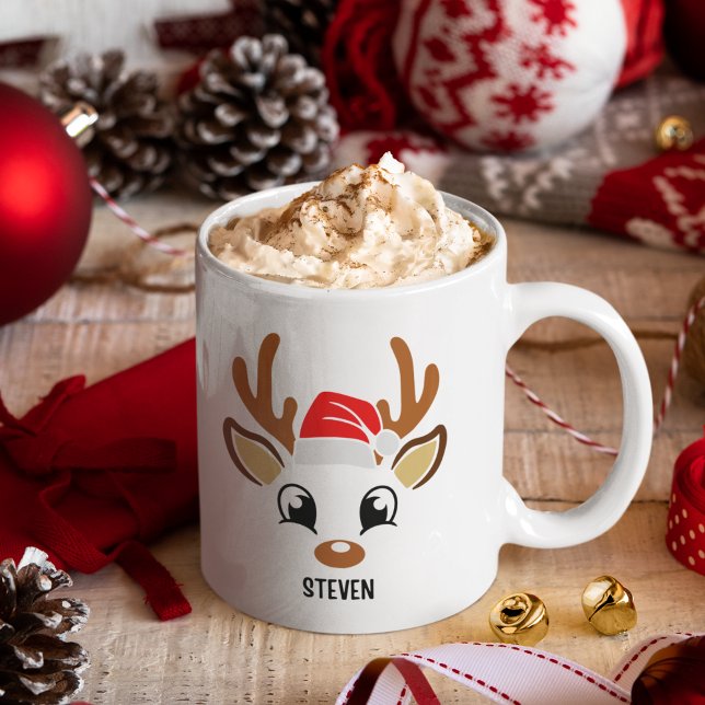 Cute Christmas reindeer face  Kaffeetasse (Von Creator hochgeladen)