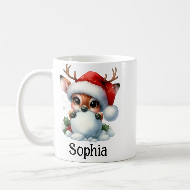 Cute Christmas Reindeer Holiday Cartoon Gift  Kaffeetasse (Links)