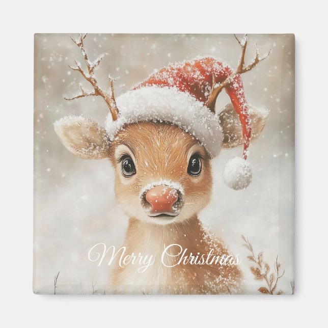 Cute Christmas Reindeer Magnet (Vorne)
