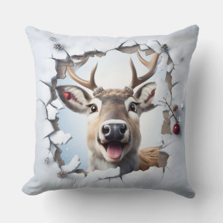 Cute Christmas Reindeer Throw Pillow Kissen