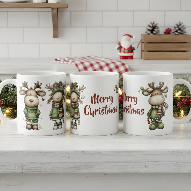 Cute christmas reindeers kaffeetasse (cute christmas reindeer mug)