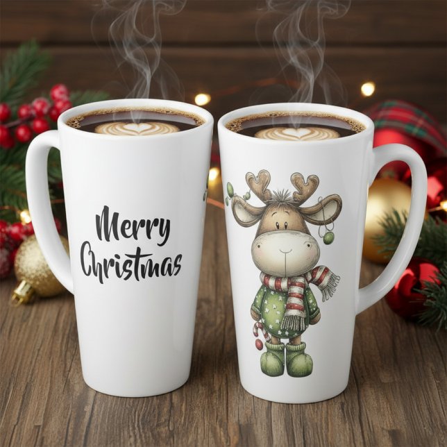 Cute christmas reindeers milchtasse (christmas reindeer latte mug)