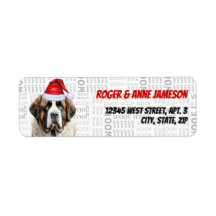 Cute Christmas Saint Bernard Dog Return Address