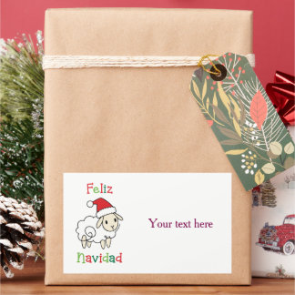 Cute Christmas Sheep – Feliz Navidad Rechteckiger Aufkleber