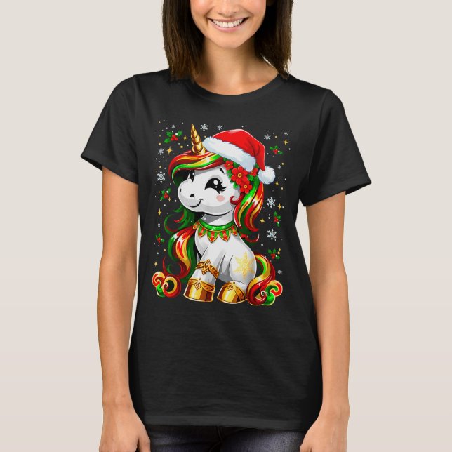 Cute Christmas Shirt Girls Women Xmas Unicorn Chri (Vorderseite)