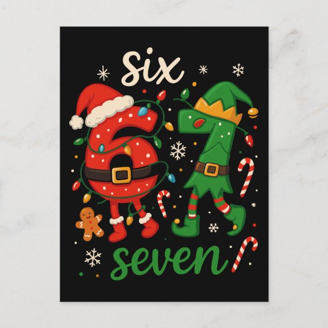 Cute Christmas Six Seven Meme  Postkarte (Vorderseite)