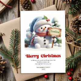 Cute Christmas snowman classic kids holiday card   Feiertagskarte