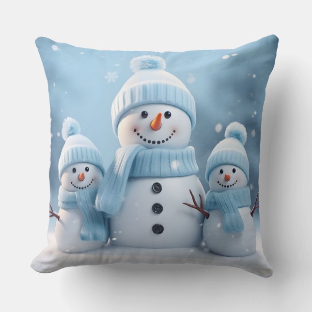 Cute Christmas Snowman Throw Pillow Kissen (Vorderseite)