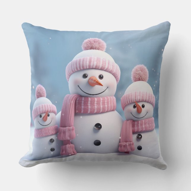 Cute Christmas Snowman Throw Pillow Kissen (Vorderseite)