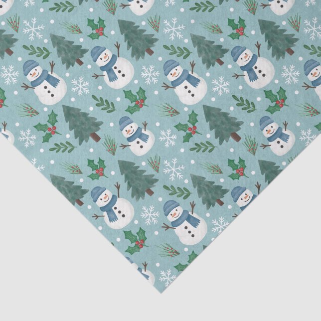 Cute Christmas Snowmen Pattern Tissue Paper Seidenpapier (Ausschnitt)