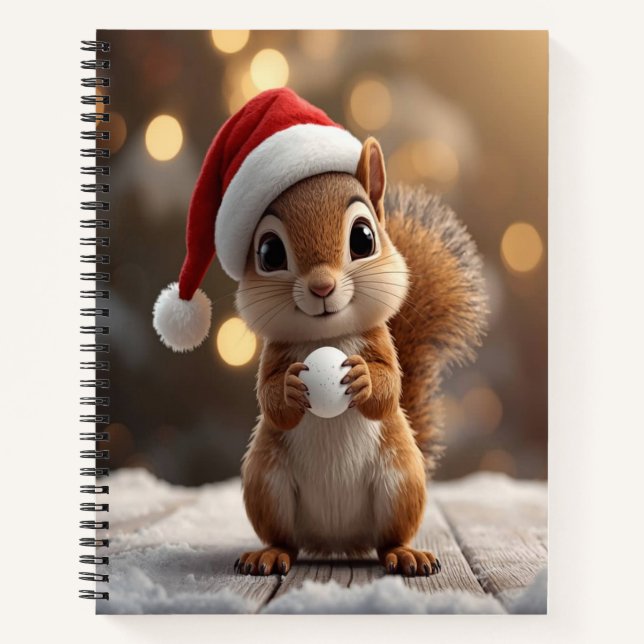 Cute Christmas Squirrel Deluxe Spiral Notebook Notizbuch (Vorderseite)