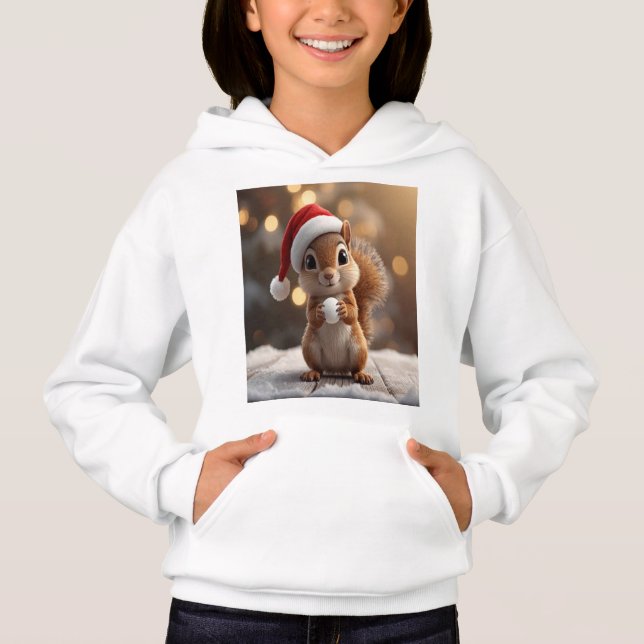 Cute Christmas Squirrel Hoodie for Girls (Vorderseite)