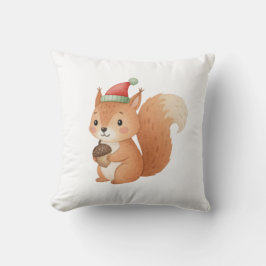 Cute Christmas Squirrel with Acorn Sticker Kissen