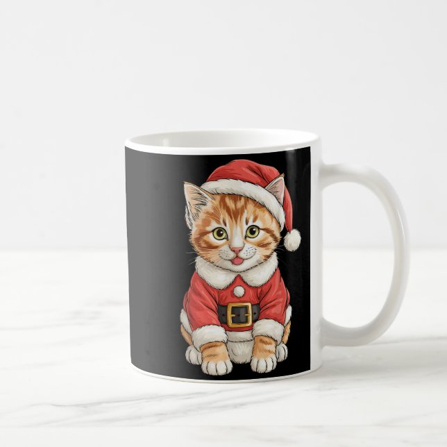 Cute Christmas Tabby Cat Santa  Kaffeetasse (Rechts)