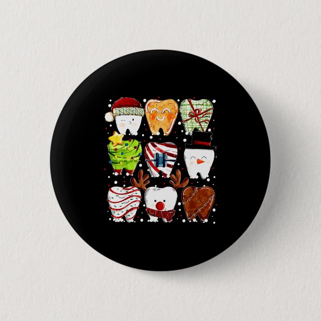 Cute Christmas Teeth Funny Christmas Dentist Denta Button (Vorderseite)