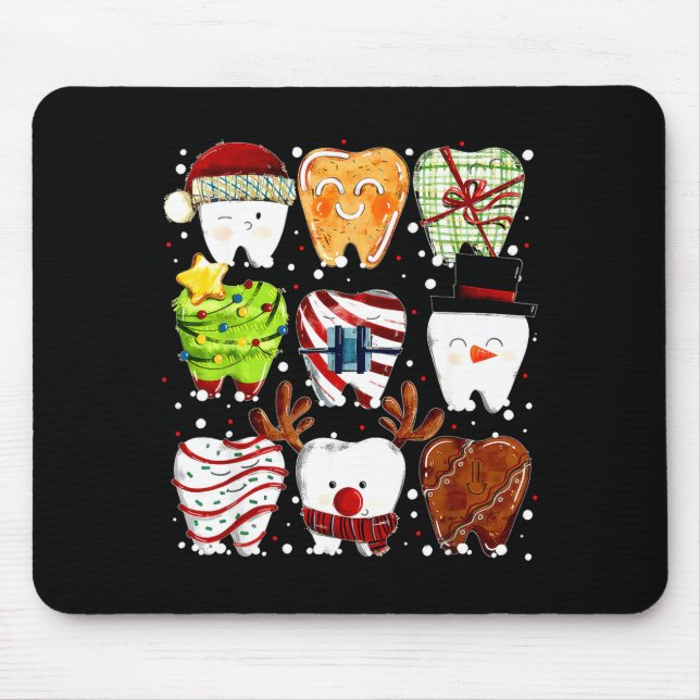 Cute Christmas Teeth Funny Christmas Dentist Denta Mousepad (Vorne)