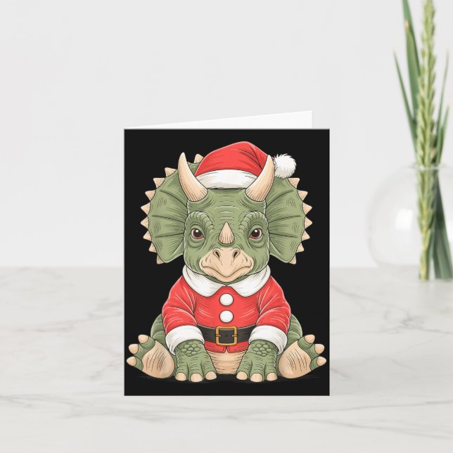 Cute Christmas Triceratops Santa Dinosaur  Karte (Vorderseite)