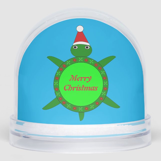 Cute Christmas Turtle with Flowery Shell Custom Schneekugeln (Vorderseite)