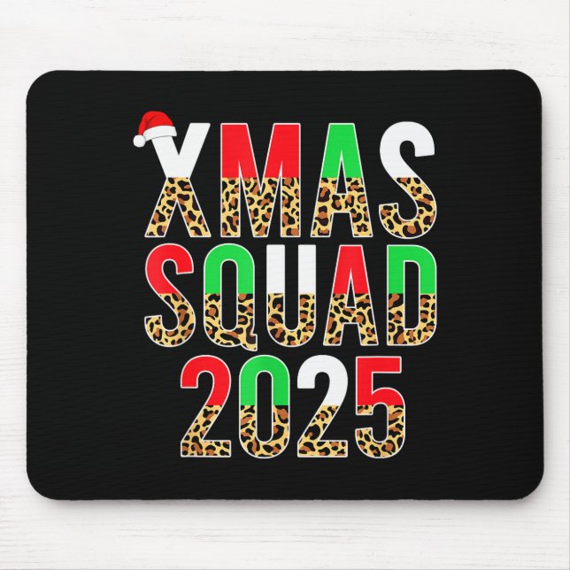 Cute Christmas Xmas Squad 2025 Leopard Print Famil Mousepad (Vorne)