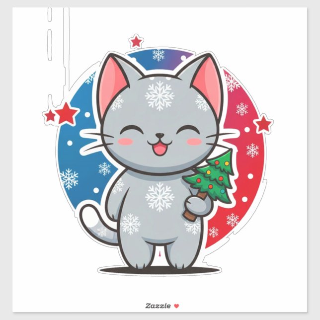 Cute Christms Cat Aufkleber (Blatt)