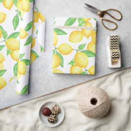 Cute Citrus Lemon Print Geschenkpapier