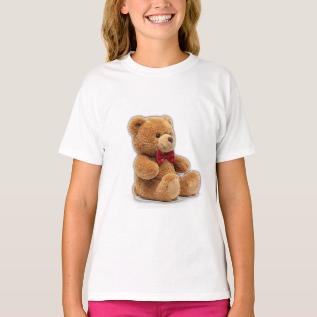 Cute Classic Teddy Bear Art Girls' T-Shirt (Vorderseite)