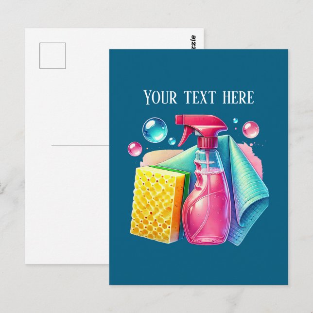 Cute cleaning business customizable postkarte (Vorne/Hinten)