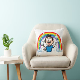 Cute Cleaning Mascot Rainbow Cartoon Design Art Kissen