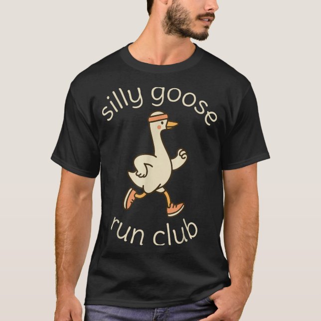 Cute Club Sport Silly Marathon Gymer Running Goose T-Shirt (Vorderseite)