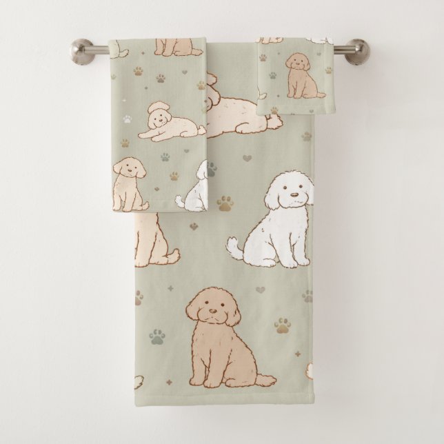 Cute Cockapoo Puppy Towel Set Dog Lover Gift (Insitu)