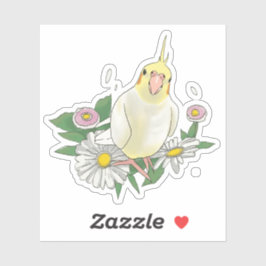 Cute Cockatiel Floral Aufkleber