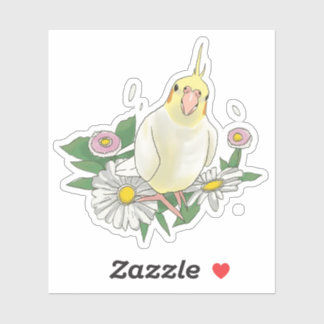 Cute Cockatiel Floral Aufkleber