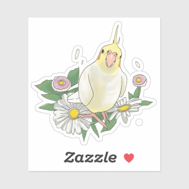 Cute Cockatiel Floral Aufkleber (Blatt)