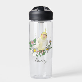 Cute Cockatiel Floral Custom Name Trinkflasche