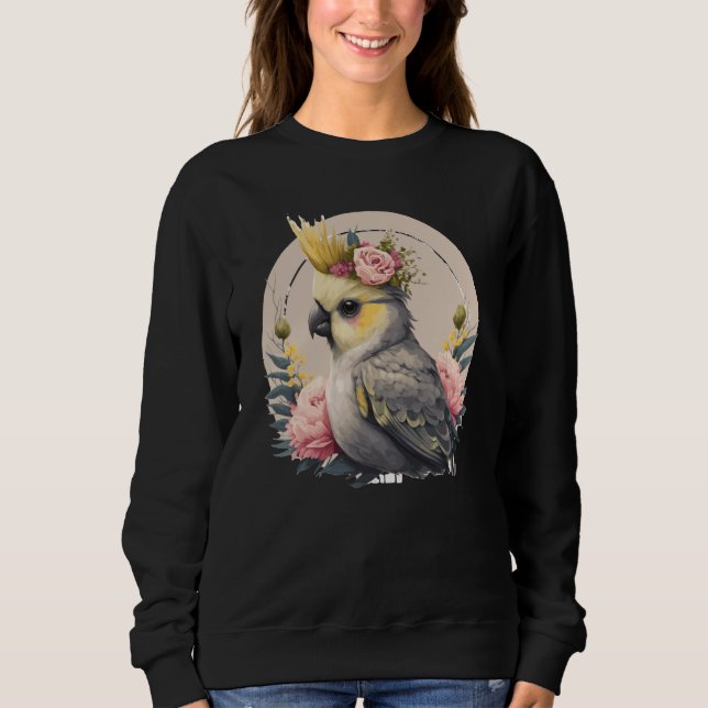 Cute Cockatiel Parrot Bird Flower Crown Pet Birds Sweatshirt (Vorderseite)