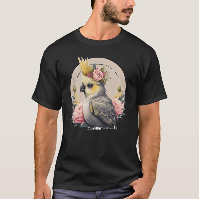 Cute Cockatiel Parrot Bird Flower Crown Pet Birds T-Shirt (Vorderseite)